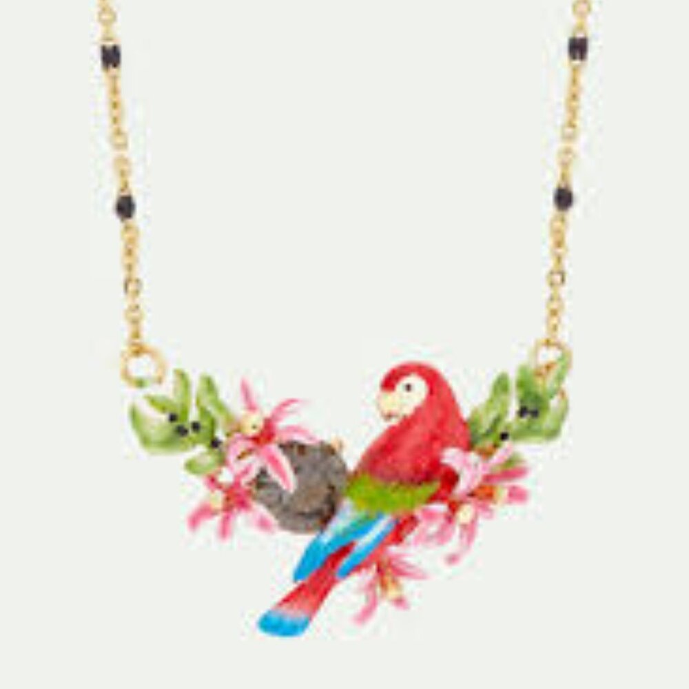 Les Nereides Parrot And Exotic Flower Statement Necklace